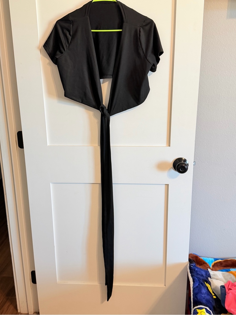 Black Short-Sleeve Tie-Front Bolero